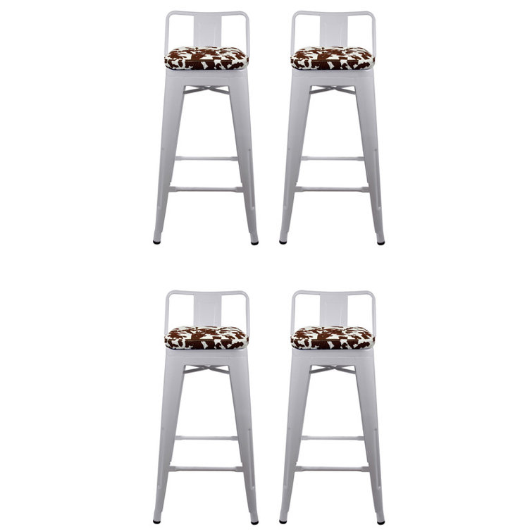 Trent Austin Design® 30Inch Brown Cow Seat White Metal Bar Stool, set